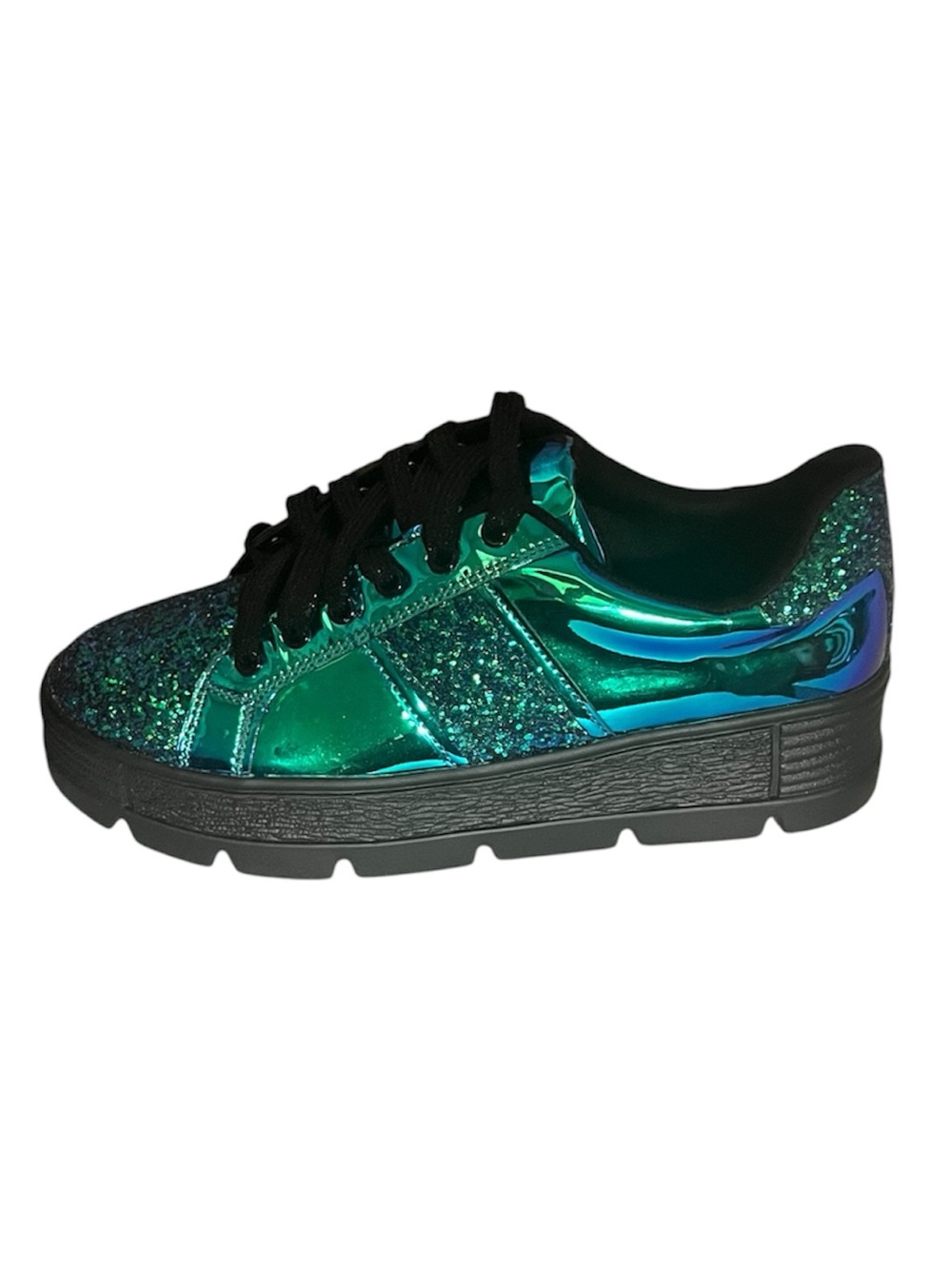 Mackin J Iridescent Green Platform Sneakers for Women